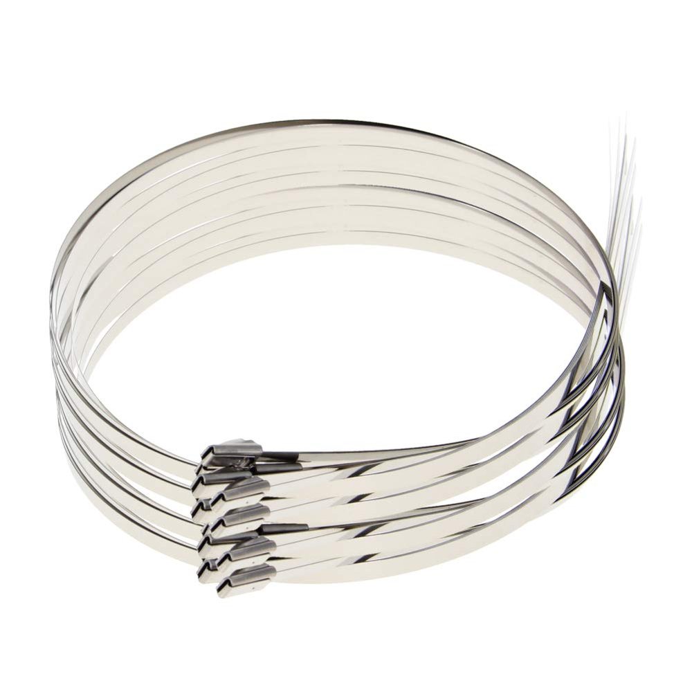 MroMax Stainless Steel Cable Tie, 23.62" x 0.18" Stainless Steel Self-Locking Zip Ties, 343 Stainless Steel Multi-purpose Tie for Metal Exhaust,50Pcs