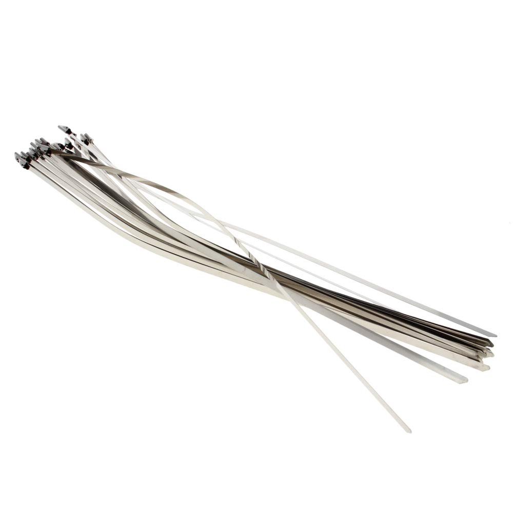MroMax Stainless Steel Cable Tie, 13.78" x 0.18" Stainless Steel Self-Locking Zip Ties, 326 Stainless Steel Multi-purpose Tie for Metal Exhaust,50Pcs