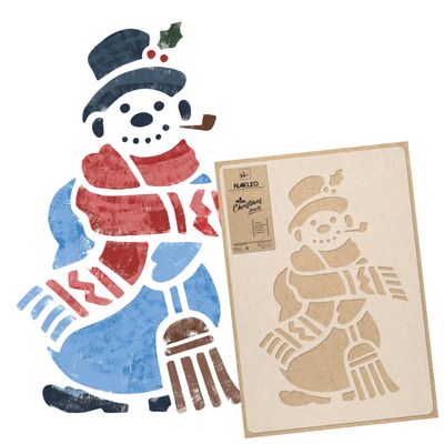 NAKLEO Christmas Painting Stencil, Reusable Plastic Artificial Snow Spray Stencil for Window Decoration, M 16.9x25.2, Christmas Patterns, Snowman