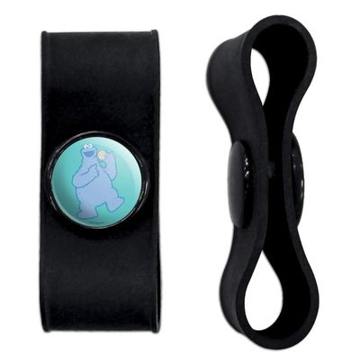 GRAPHICS & MORE Sesame Street Cookie Monster Distressed Headphone Earbud Cord Wrap - Charging Cable Manager - Wire Organizer Set of 2 - Black