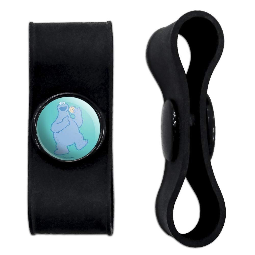 GRAPHICS & MORE Sesame Street Cookie Monster Distressed Headphone Earbud Cord Wrap - Charging Cable Manager - Wire Organizer Set of 2 - Black