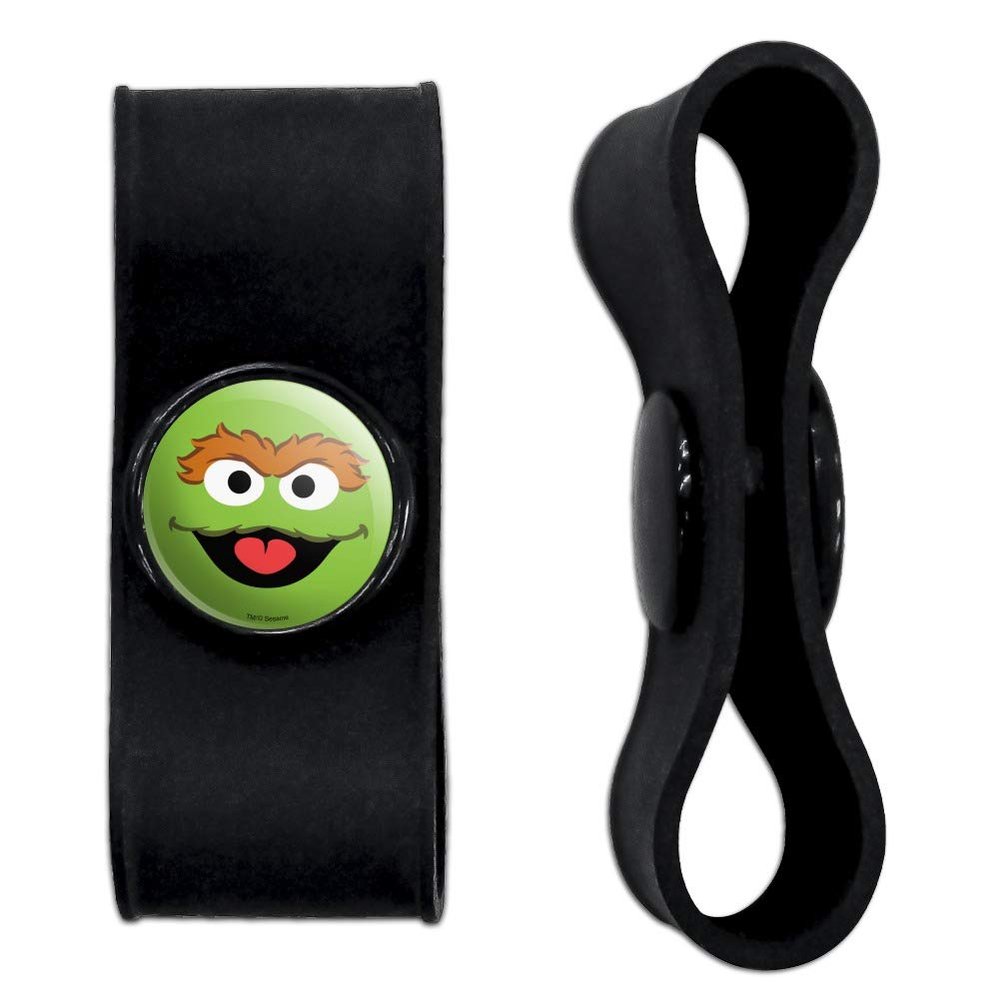 GRAPHICS & MORE Sesame Street Oscar The Grouch Face Headphone Earbud Cord Wrap - Charging Cable Manager - Wire Organizer Set of 2 - Black