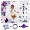Baby Monthly Milestone Blanket | Includes Floral Wreath & Headband | 1 to 12 Months | Extra Soft Fleece | Best Photography Backdrop Photo Prop for Newborn | Baby Girl view 1