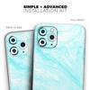 Bright Blue Textured Marble - DesignSkinz Protective Vinyl Decal Wrap Skin Cover Compatible with The Apple iPhone 11 Pro Max (Full-Body, Screen Trim & Back Glass Skin) view 2