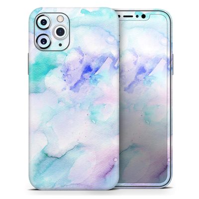 Mint 9 Absorbed Watercolor Texture - DesignSkinz Protective Vinyl Decal Wrap Skin Cover Compatible with The Apple iPhone 11 Pro Max (Full-Body, Screen Trim & Back Glass Skin)