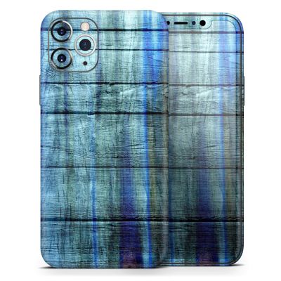 Blue and Green Tye-Dyed Wood 2 - DesignSkinz Protective Vinyl Decal Wrap Skin Cover Compatible with The Apple iPhone 11 Pro Max (Full-Body, Screen Trim & Back Glass Skin)