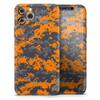 Bright Orange and Gray Digital Camouflage - DesignSkinz Protective Vinyl Decal Wrap Skin Cover Compatible with the Apple iPhone 11 Pro Max (Full-Body, Screen Trim & Back Glass Skin) view 1
