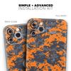 Bright Orange and Gray Digital Camouflage - DesignSkinz Protective Vinyl Decal Wrap Skin Cover Compatible with the Apple iPhone 11 Pro Max (Full-Body, Screen Trim & Back Glass Skin) view 2