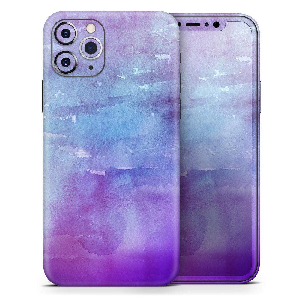 Blotted Purple 896 Absorbed Watercolor Texture - DesignSkinz Protective Vinyl Decal Wrap Skin Cover Compatible with The Apple iPhone 11 Pro Max (Full-Body, Screen Trim & Back Glass Skin)