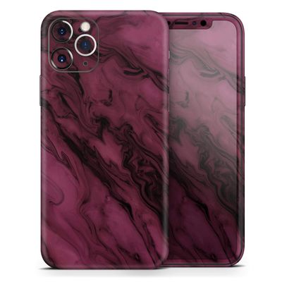 Black & Pink Marble Swirl V1 2 - DesignSkinz Protective Vinyl Decal Wrap Skin Cover Compatible with The Apple iPhone 11 Pro Max (Full-Body, Screen Trim & Back Glass Skin)