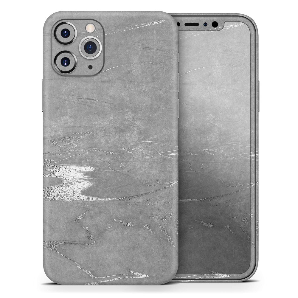 Dark Silver Marble Swirl V7 - DesignSkinz Protective Vinyl Decal Wrap Skin Cover Compatible with the Apple iPhone 11 Pro Max (Full-Body, Screen Trim & Back Glass Skin)