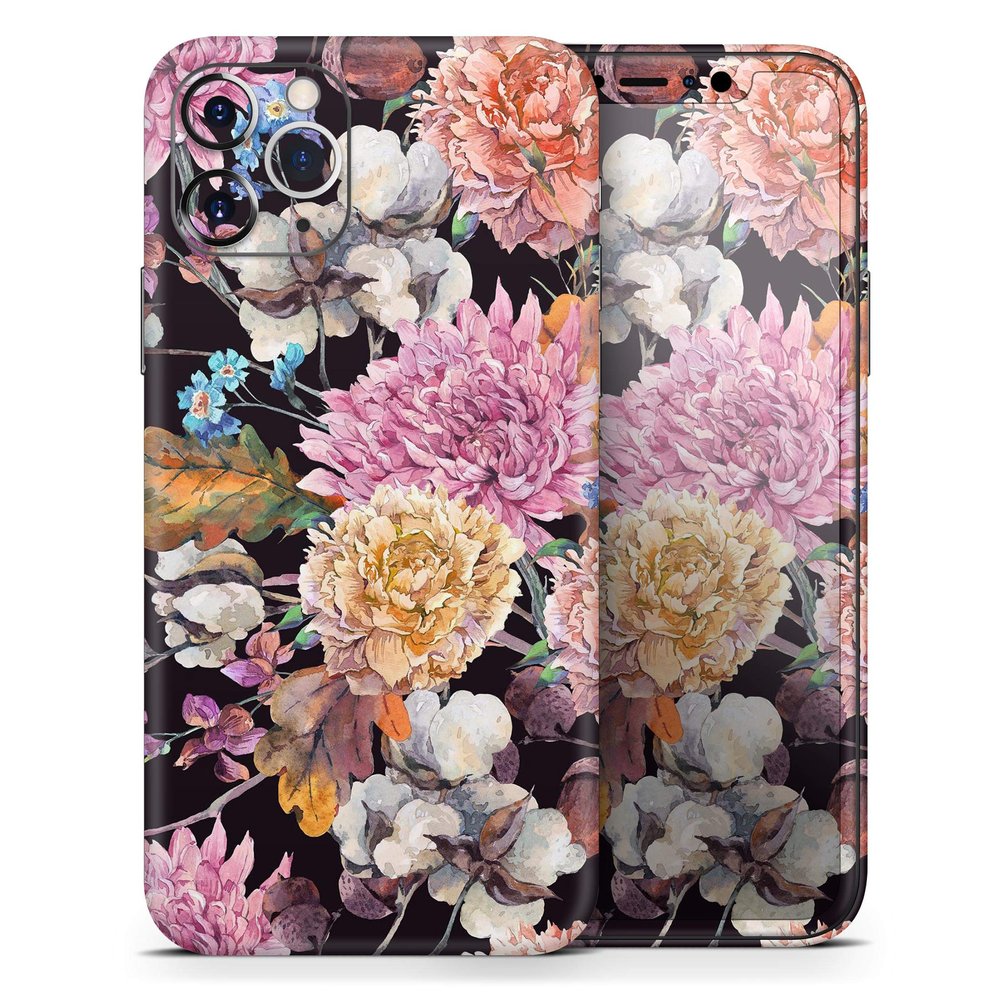 Summer Watercolor Floral v1 - DesignSkinz Protective Vinyl Decal Wrap Skin Cover Compatible with The Apple iPhone 11 Pro Max (Full-Body, Screen Trim & Back Glass Skin)