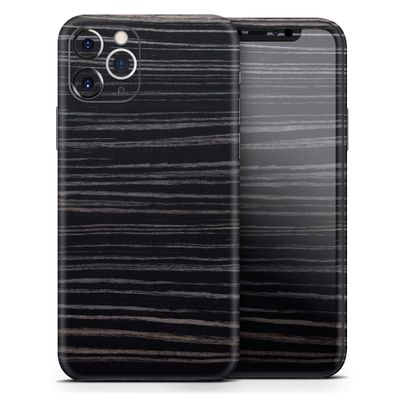 Black Wood Texture - DesignSkinz Protective Vinyl Decal Wrap Skin Cover Compatible with The Apple iPhone 11 Pro Max (Full-Body, Screen Trim & Back Glass Skin)
