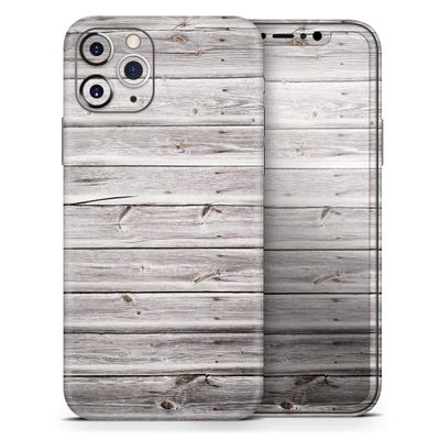Aged White Wood Planks 2 - DesignSkinz Protective Vinyl Decal Wrap Skin Cover Compatible with The Apple iPhone 11 Pro Max (Full-Body, Screen Trim & Back Glass Skin)