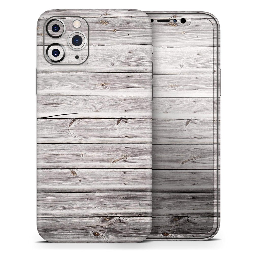 Aged White Wood Planks 2 - DesignSkinz Protective Vinyl Decal Wrap Skin Cover Compatible with The Apple iPhone 11 Pro Max (Full-Body, Screen Trim & Back Glass Skin)