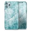Cracked Turquise Marble Surface - DesignSkinz Protective Vinyl Decal Wrap Skin Cover Compatible with The Apple iPhone 11 Pro Max (Full-Body, Screen Trim & Back Glass Skin) view 1