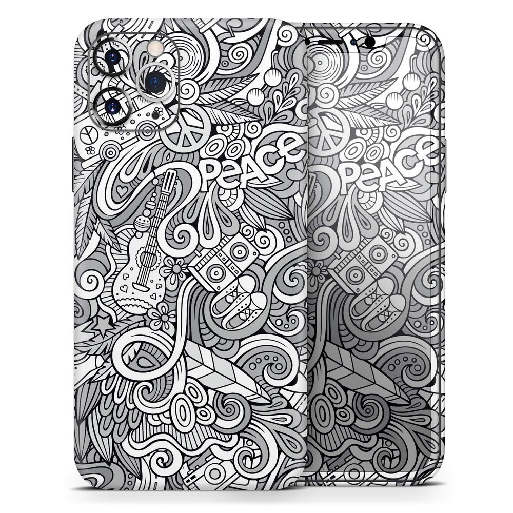 Hippie Dippie Doodles - DesignSkinz Protective Vinyl Decal Wrap Skin Cover Compatible with The Apple iPhone 11 Pro Max (Full-Body, Screen Trim & Back Glass Skin)