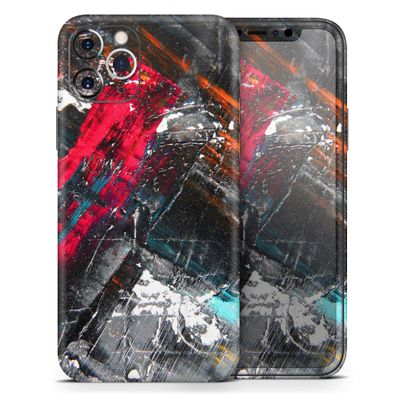 Abstract Grungy Oil Mess - DesignSkinz Protective Vinyl Decal Wrap Skin Cover Compatible with The Apple iPhone 11 Pro Max (Full-Body, Screen Trim & Back Glass Skin)