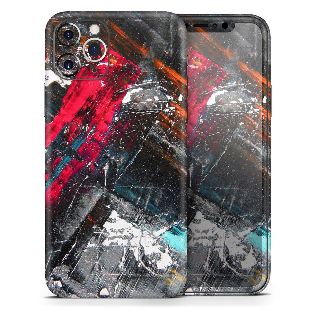 Abstract Grungy Oil Mess - DesignSkinz Protective Vinyl Decal Wrap Skin Cover Compatible with The Apple iPhone 11 Pro Max (Full-Body, Screen Trim & Back Glass Skin)