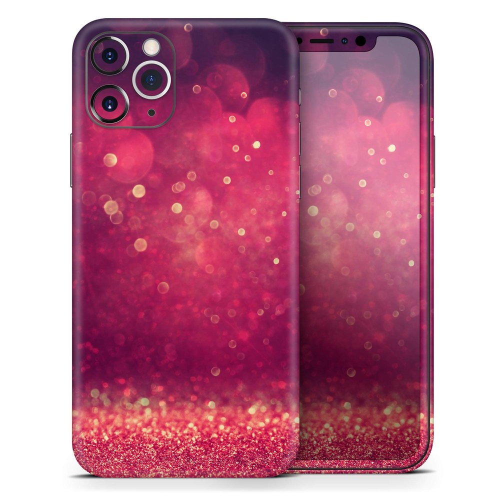 Dark Pink Shimmering Orbs of Light - DesignSkinz Protective Vinyl Decal Wrap Skin Cover Compatible with The Apple iPhone 11 Pro Max (Full-Body, Screen Trim & Back Glass Skin)