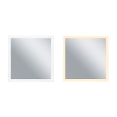 Abigail Square Matte White LED 36 in. Mirror