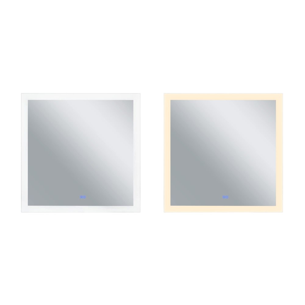 Abigail Square Matte White LED 36 in. Mirror