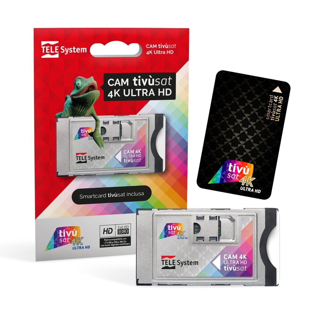 TELE System Tivsat Certified Cam 4K Ultra HD for Watching Channels in High Definition and 4K. Slot Cam for TV and Decoder, Activate Smartcard Included. Series A with DAZN on tivsat.