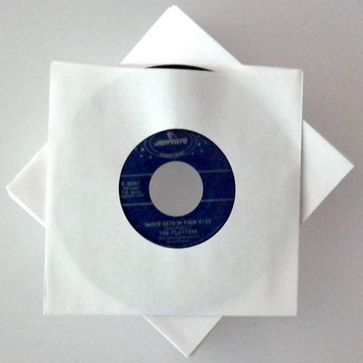 7 White Paper Record Sleeves for 45 RPM Vinyl  Durable 20 lb. Paper with Center Hole (50 Pack)