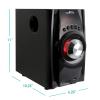 Be Free Sound 5.1 Channel Surround Sound Bluetooth Speaker System in Red with Remote Control, FM Radio, 4" Amplifier, 2.5" Speakers, Black view 3