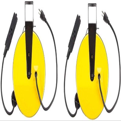 Bayco SL-800 Retractable Metal Cord Reel with 3 Outlets - 30 Foot (Pack of 2)