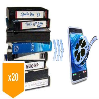 Lotus Media 20 Pack - Video Tape Transfer and Digitization to MP4 Service (VHS, Hi8, MiniDV, Digital8, VHS-C, Beta, Audio)