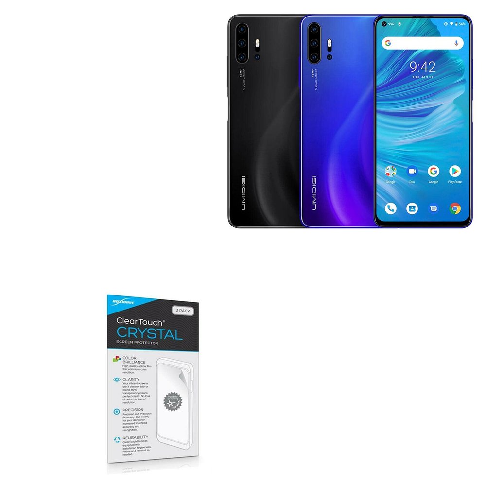 BoxWave Screen Protector for Umidigi F2 (Screen Protector ClearTouch Crystal (2-Pack), HD Film Skin - Shields from Scratches for Umidigi F2
