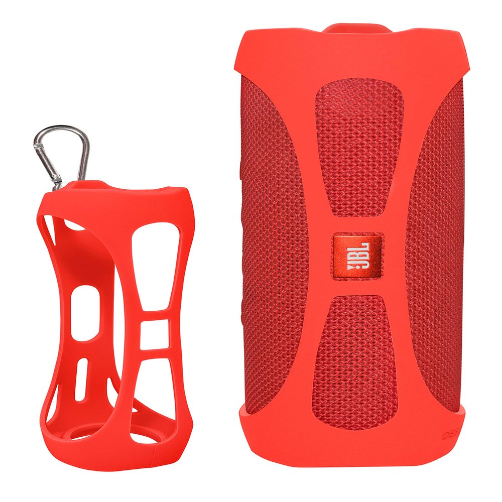 Alltravel Featured Silicon Sleeve for JBL FLIP 5 Waterproof Portable Bluetooth Speaker, More Protective and and Real Sound Design (Red)
