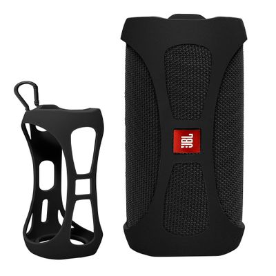 Alltravel Featured Silicon Sleeve for JBL FLIP 5 Waterproof Portable Bluetooth Speaker, More Protective and and Real Sound Design (Black)