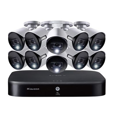 4K Ultra HD 16-Channel Security System with 2 TB DVR and Ten 4K Ultra HD Bullet Security Cameras with Color Night Vision, Active Deterrence, and Smart Home Voice Control