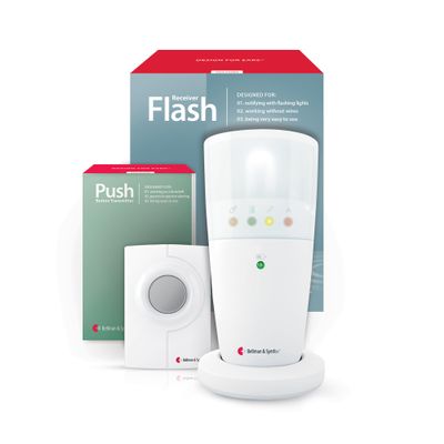 Bellman & Symfon Push Button Notification Alert - Flash Receiver Bright Flashing Lights - Smart Home Deaf Alert System Hearing Impaired Alarm ADA Kit -Wireless Doorbell Caregiver Button, Phone Alert