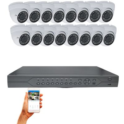 Evertech 32 Channel Surveillance System 4TB Hard Drive with 16x HD 1080p Indoor Outdoor Dome Security Cameras Smartphone Remote Monitoring