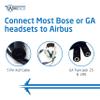 Wirenest GA Twin Plug to Airbus 5 Pin XLR Headset Adapter - Dual General Aviation PJ-055 (.206) and PJ-068 (.25) Jacks Connector - Compatible with Most Major Brand Pilot Headsets view 3