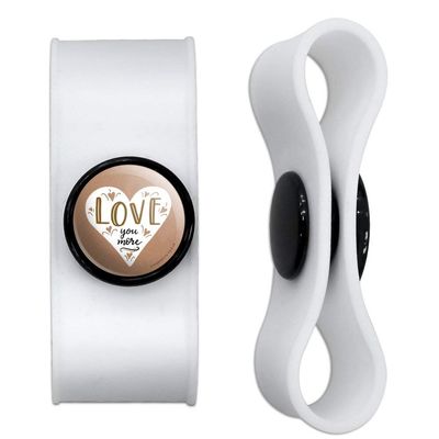 Love You More Kraft Style Headphone Earbud Cord Wrap - Charging Cable Manager - Wire Organizer Set of 2 - White