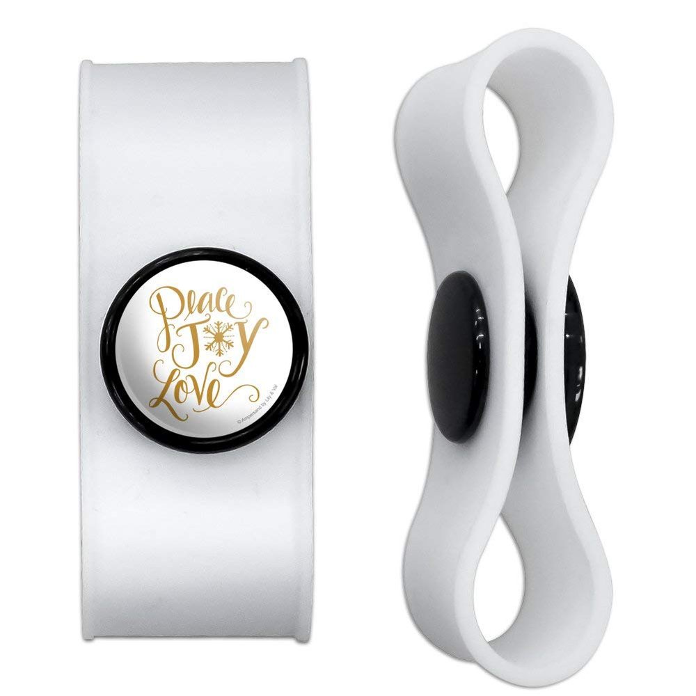 GRAPHICS & MORE Peace Joy Love Christmas Headphone Earbud Cord Wrap - Charging Cable Manager - Wire Organizer Set of 2 - White