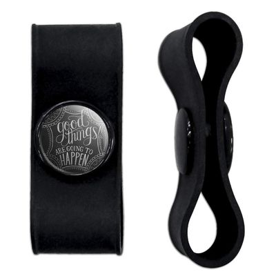 GRAPHICS & MORE Good Things are Going to Happen Headphone Earbud Cord Wrap - Charging Cable Manager - Wire Organizer Set of 2 - Black