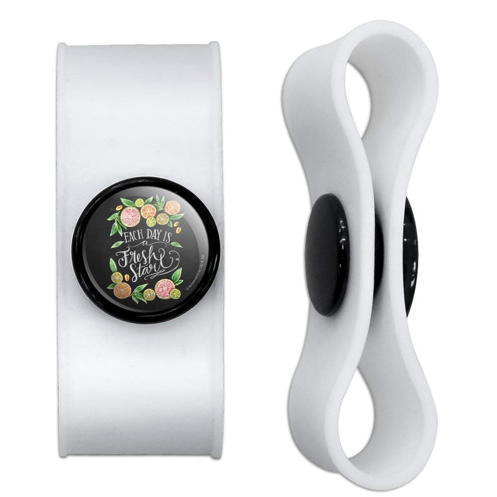 GRAPHICS & MORE Each Day is a Fresh Start Citrus Headphone Earbud Cord Wrap - Charging Cable Manager - Wire Organizer Set of 2 - White