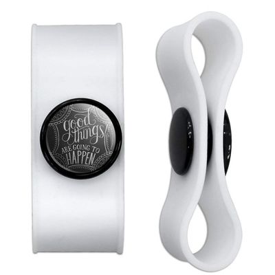 GRAPHICS & MORE Good Things are Going to Happen Headphone Earbud Cord Wrap - Charging Cable Manager - Wire Organizer Set of 2 - White