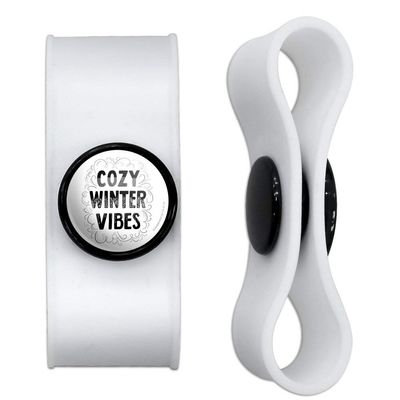 GRAPHICS & MORE Cozy Winter Vibes Headphone Earbud Cord Wrap - Charging Cable Manager - Wire Organizer Set of 2 - White