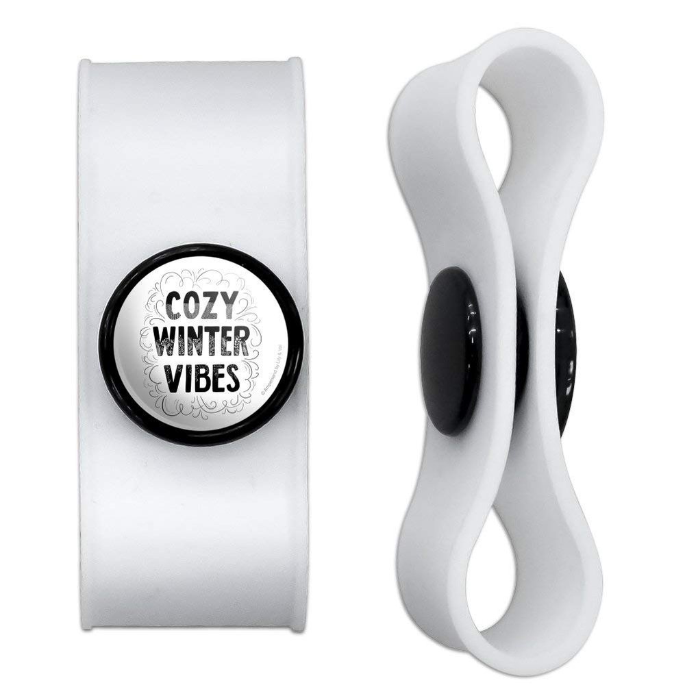GRAPHICS & MORE Cozy Winter Vibes Headphone Earbud Cord Wrap - Charging Cable Manager - Wire Organizer Set of 2 - White
