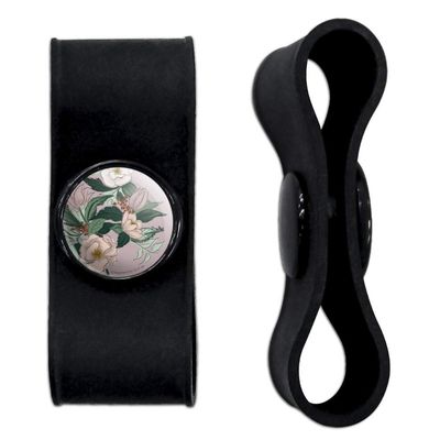 GRAPHICS & MORE Pretty Floral Flowers Headphone Earbud Cord Wrap - Charging Cable Manager - Wire Organizer Set of 2 - White