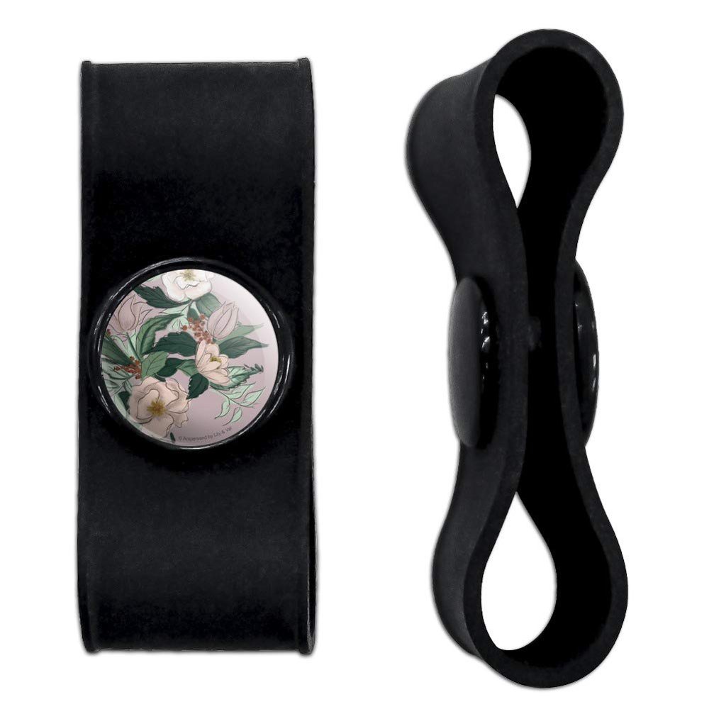 GRAPHICS & MORE Pretty Floral Flowers Headphone Earbud Cord Wrap - Charging Cable Manager - Wire Organizer Set of 2 - White