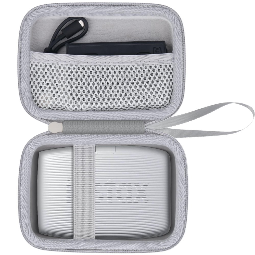 co2CREA Hard Travel Case Replacement for Fujifilm Instax Mini Link 3 2 1 Smartphone Printer (Ash White Case + Inside White)