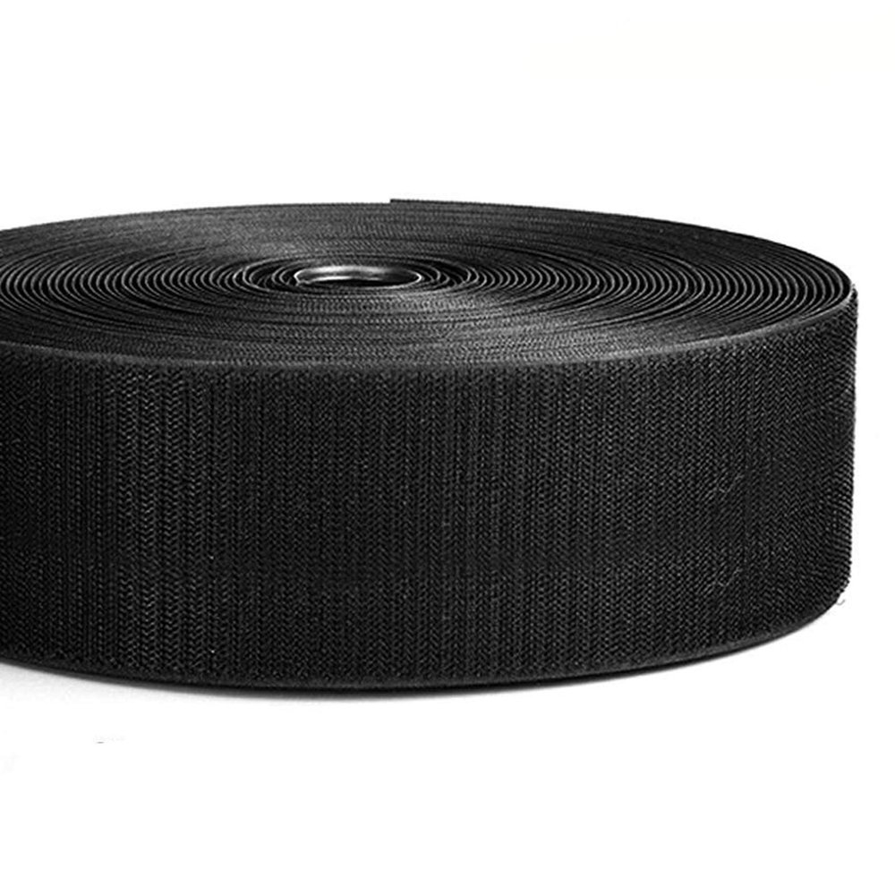 2'' Wide 16.4'/5 Yards Long Hook and Loop Cable Tie Cord Wrap Fastener Nylon Power Cord Management Wire Organizer Strap Reusable Cut to Size Self Gripping Tape Roll (Black) - 4''Wide Available