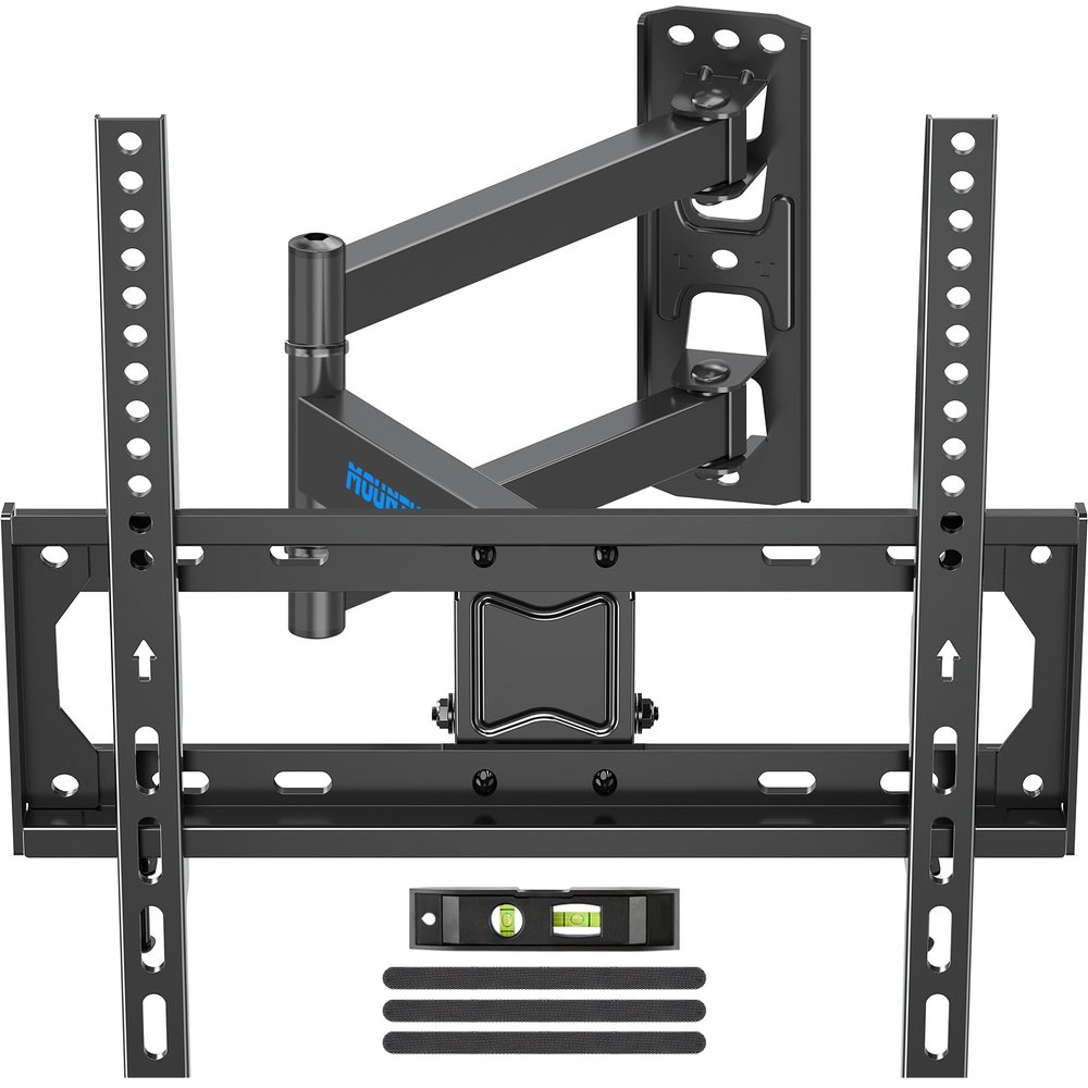 MOUNTUP Full Motion TV Wall Mount for 26-55 Inch TVs, Corner Wall Mount Single Articulating Arm TV Bracket Up to 77lbs, Max VESA 400x400mm, Supports Swivel, Tilt, Level Adjustment